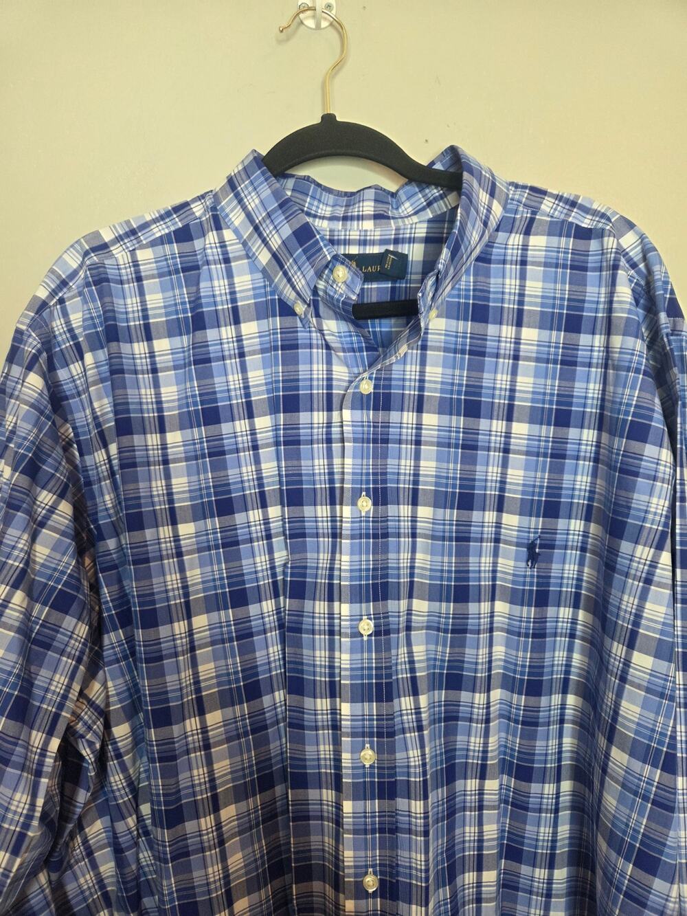 Ralph Lauren Mens 2XB Blue White Strripe Long Sleeve Button
